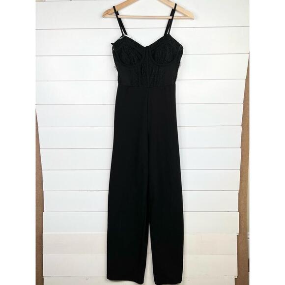 Dylan Ryan NYC Black Fitted Bodice Bustier Wide Leg Sleeveless Jumpsuit Size S - Picture 3 of 11